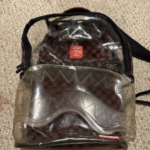 Sprayground Brown & Black Checkerboard Clear-Front Backpack